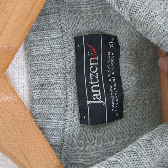 NWT Jantzen Deadstock 1980's Men's Cable Knit Green Crew Neck Sweater Size XL - Picture 2 of 9